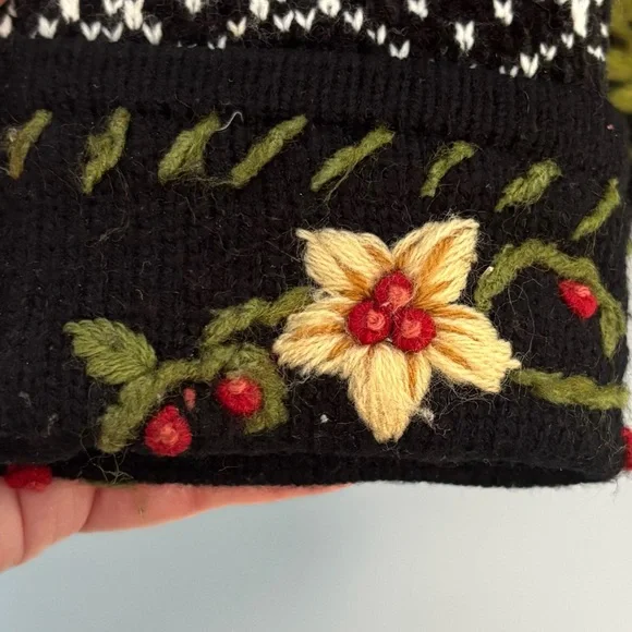 Jenny Sweater Cardigan Long Sleeve Size Medium Nordic Embroidered Floral Print - Picture 6 of 9